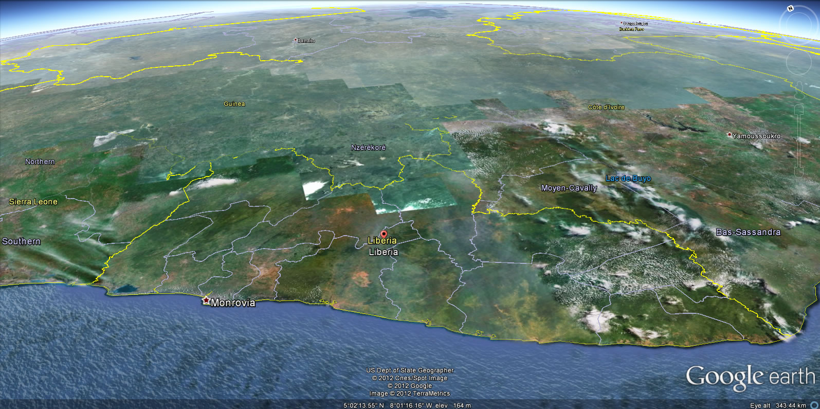 Liberia terre carte